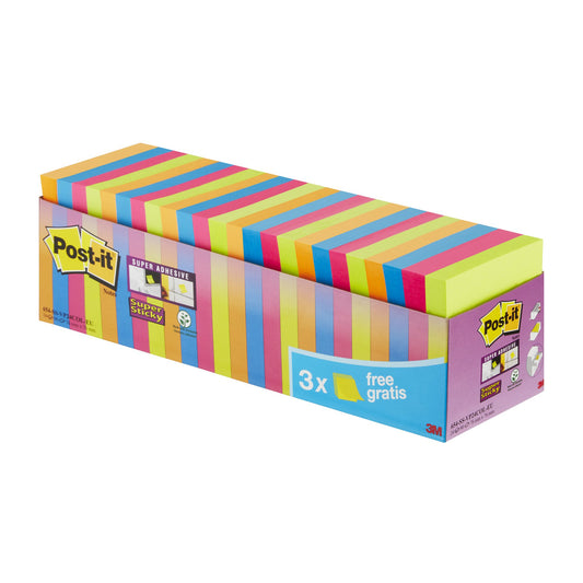 Post-it Notes Super Sticky 76x76mm 90 Sheets Assorted Colours (Pack 24) 654-SS-VP24COL-EU - 7100234515 - NWT FM SOLUTIONS - YOUR CATERING WHOLESALER