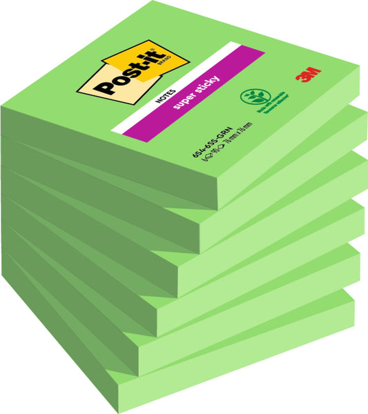 Post-it Super Sticky Notes 76x76mm 90 Sheets Asparagus (Pack 6) 654-6SS-AW - 7100041907 - NWT FM SOLUTIONS - YOUR CATERING WHOLESALER