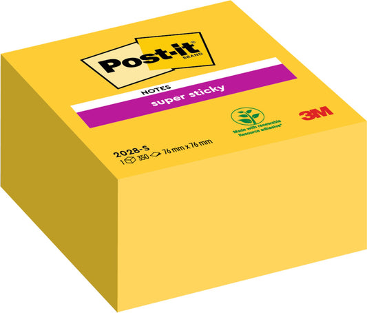 Post-it Super Sticky Notes Cube76 mm x 76 mm Yellow 350 Sheets Per Pad 7000029868 - NWT FM SOLUTIONS - YOUR CATERING WHOLESALER