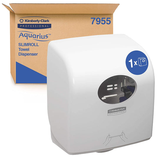 Aquarius Hand Towel Dispenser Slimroll Plastic Lockable White (7955) - NWT FM SOLUTIONS - YOUR CATERING WHOLESALER
