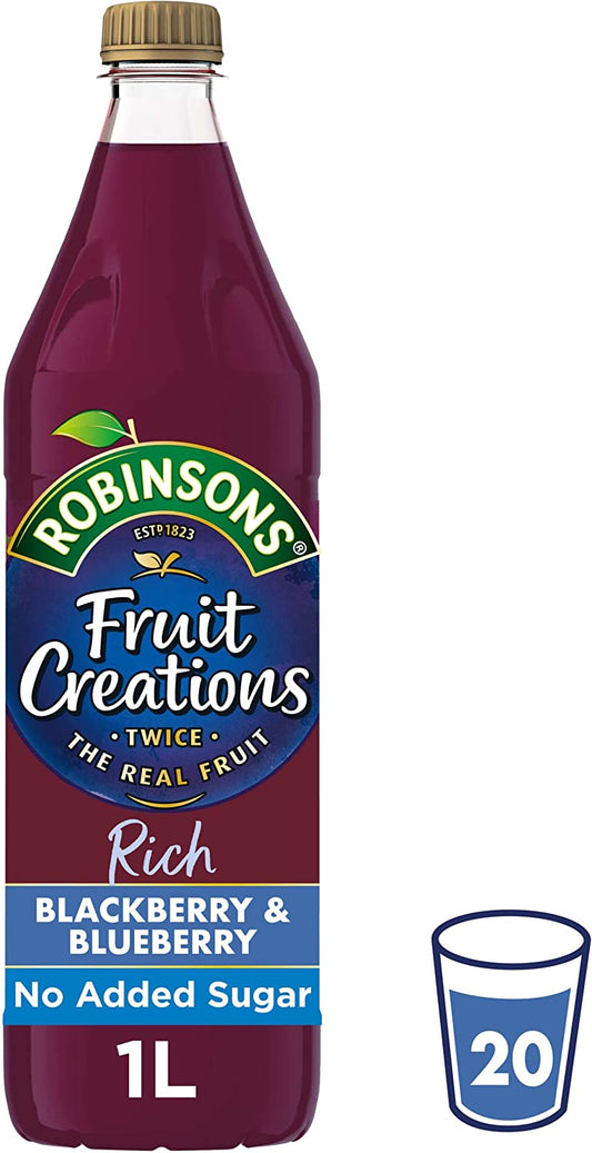 Robinsons Fruit Creations Blackberry & Blueberry Squash 1 Litre - NWT FM SOLUTIONS - YOUR CATERING WHOLESALER
