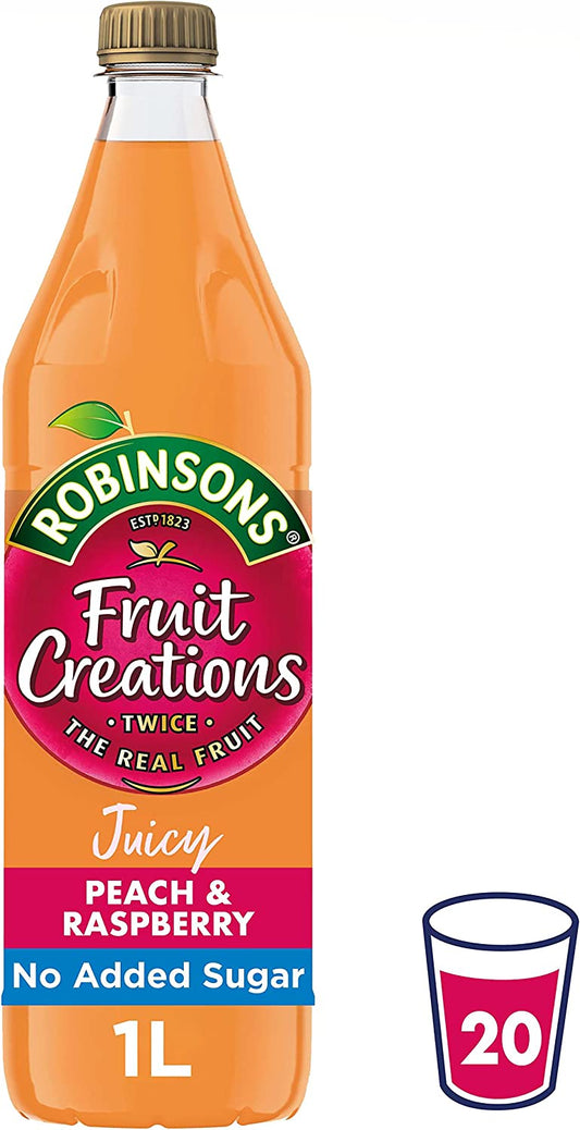 Robinsons Fruit Creations Peach & Raspberry Squash 1 Litre - NWT FM SOLUTIONS - YOUR CATERING WHOLESALER