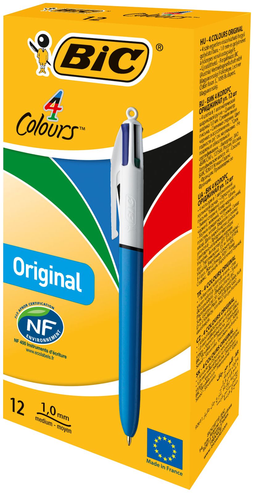 Bic 4 Colours Original Ballpoint Pen 1mm Tip 0.32mm Line Blue/White Barrel Black/Blue/Green/Red Ink (Pack 12) - 982866 - NWT FM SOLUTIONS - YOUR CATERING WHOLESALER