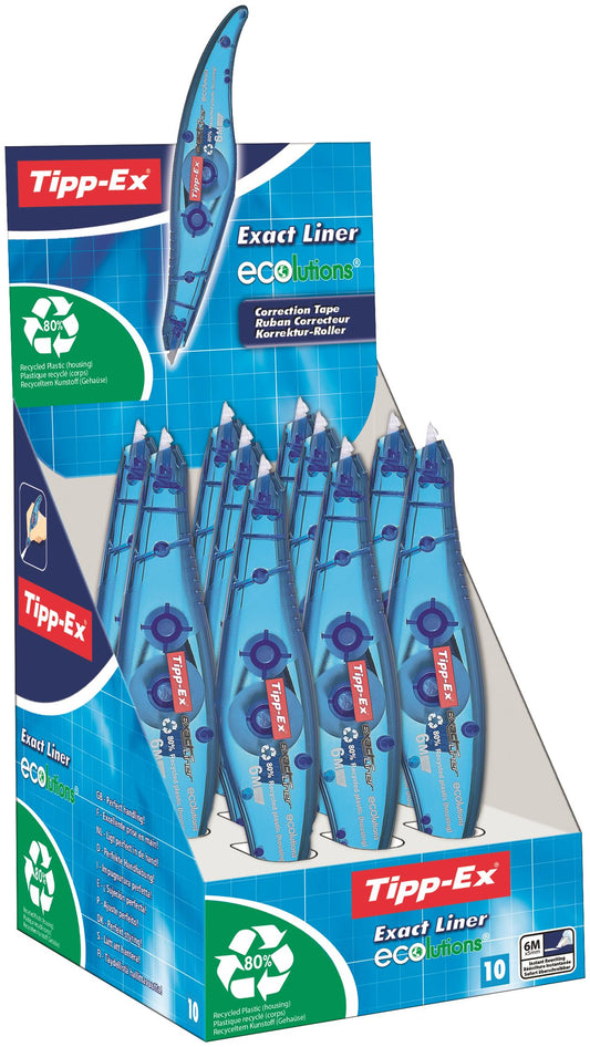 Tipp-Ex Ecolutions Exact Liner Correction Tape Roller 5mmx6m White (Pack 10) - 8104755 - NWT FM SOLUTIONS - YOUR CATERING WHOLESALER