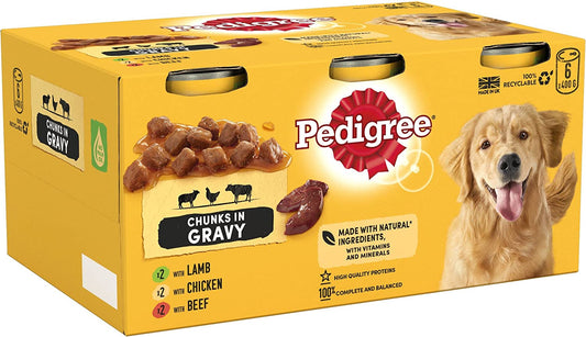 Pedigree Dog Tins Mixed Selection in Gravy 6x400g - NWT FM SOLUTIONS - YOUR CATERING WHOLESALER