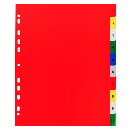 Exacompta Index 1-10 A4 Extra Wide 120 Micron Polypropylene Bright Assorted Colours - 84E