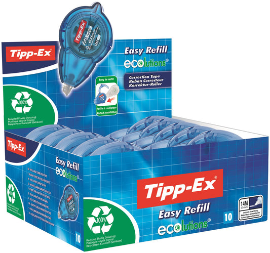 Tipp-ex Ecolutions Easy Refill Correction Tape Roller 5mmx14m (Pack 10) 87942420 - NWT FM SOLUTIONS - YOUR CATERING WHOLESALER