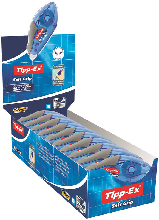 Tipp-Ex Soft Grip Correction Tape Roller 4.2mmx10m White (Pack 10) - 895933 - NWT FM SOLUTIONS - YOUR CATERING WHOLESALER