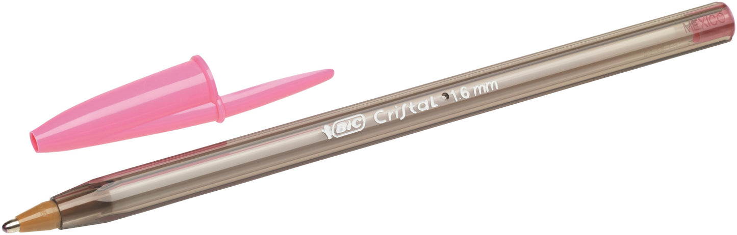 Bic Cristal Fun Ballpoint Pen 1.6mm Tip 0.42mm Line Pink (Pack 20) - 929056