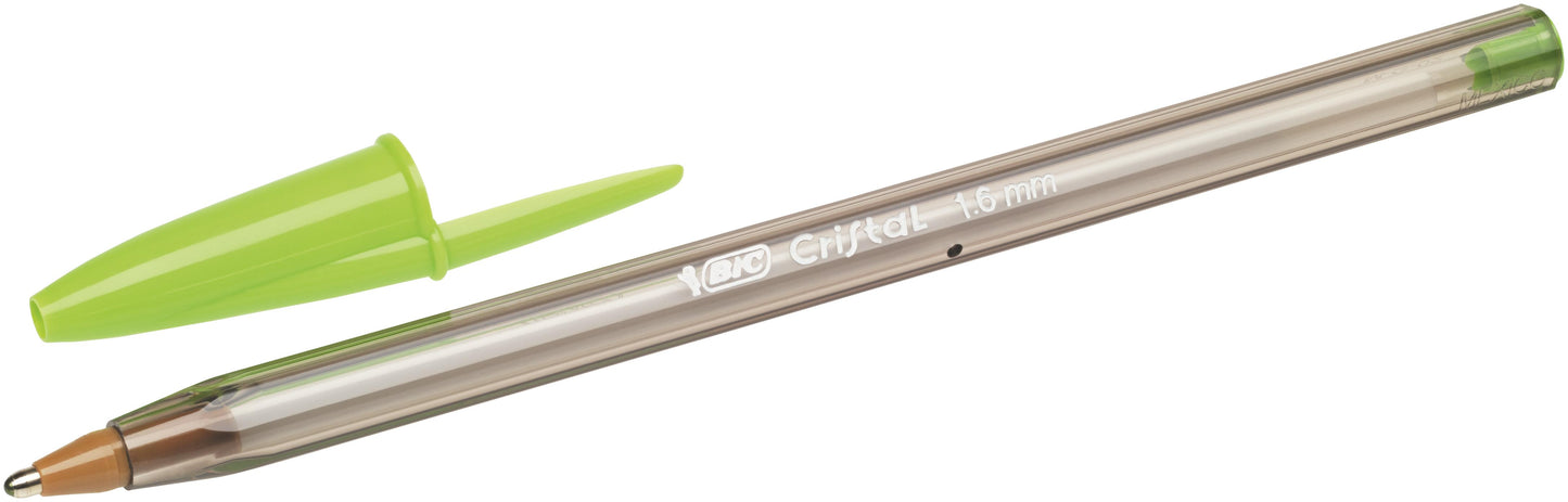 Bic Cristal Fun Ballpoint Pen 1.6mm Tip 0.42mm Line Lime Green (Pack 20) - 927885