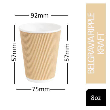 Belgravia 8oz Triple Walled Kraft Ripple Cups 25's - NWT FM SOLUTIONS - YOUR CATERING WHOLESALER