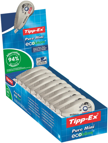 Tipp-Ex Pure ECO Mini Correction Tape Roller 5mmx6m White (Pack 10) - 918466 - NWT FM SOLUTIONS - YOUR CATERING WHOLESALER