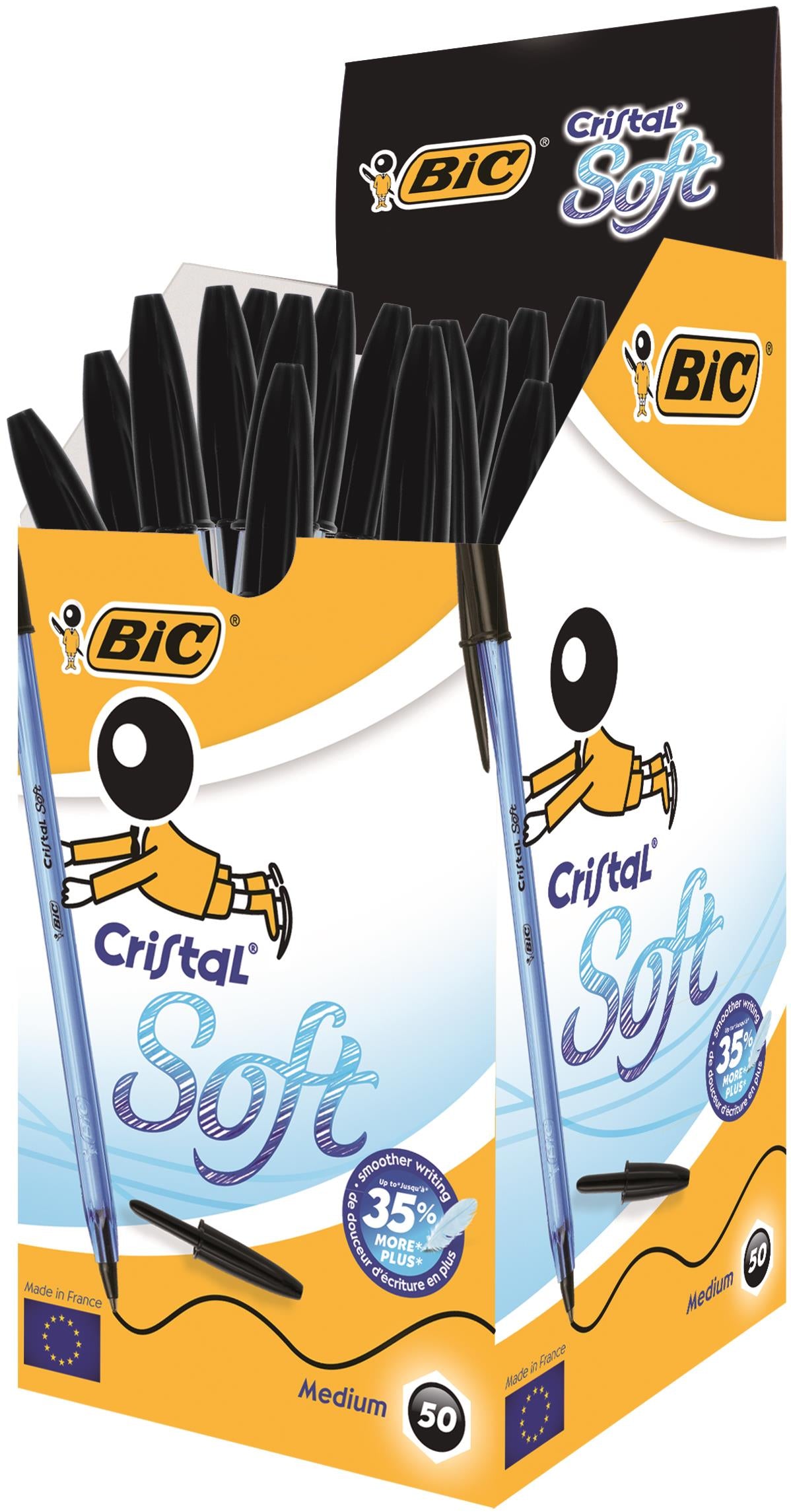 Bic Cristal Soft Ballpoint Pen 1.2mm Tip 0.35mm Line Black (Pack 50) - 951433 - NWT FM SOLUTIONS - YOUR CATERING WHOLESALER