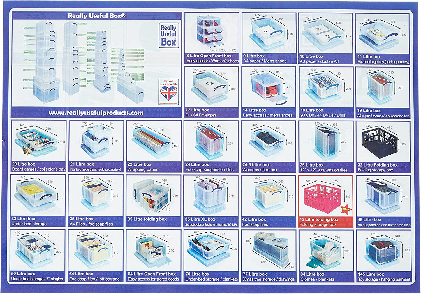 Really Useful 19L Plastic Storage Box With Lid W375xD255xH290mm Clear RUP80213