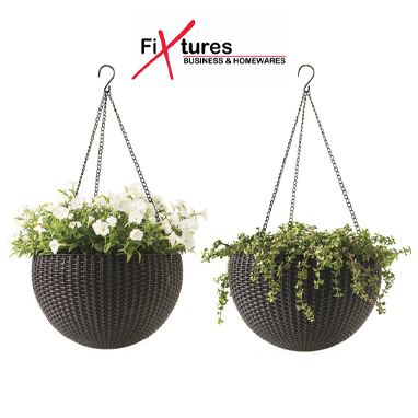 Fixtures Brown Rattan Hanging Basket 25cm x 16cm - NWT FM SOLUTIONS - YOUR CATERING WHOLESALER