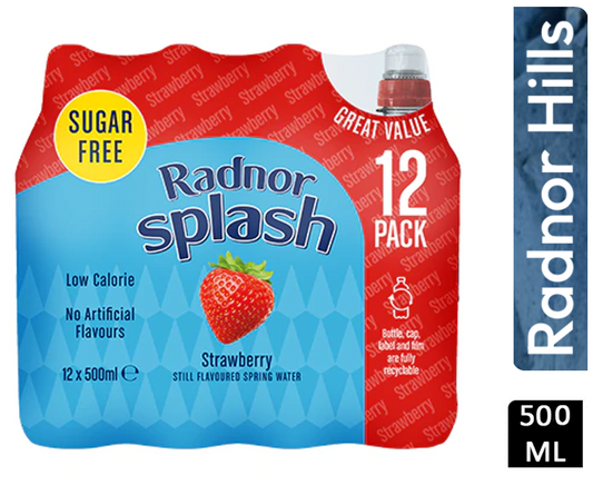 Radnor Splash Sugar Free Strawberry 12x500ml - NWT FM SOLUTIONS - YOUR CATERING WHOLESALER