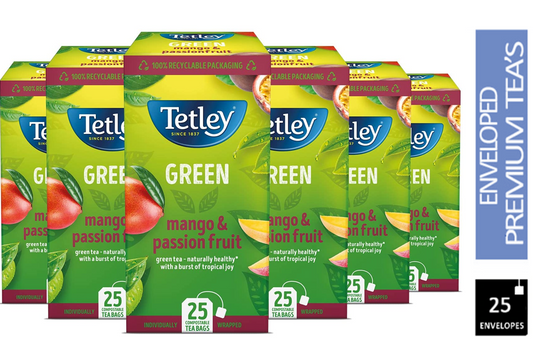 Tetley Green Tea, Mango & Passionfruit Env 25's - NWT FM SOLUTIONS - YOUR CATERING WHOLESALER