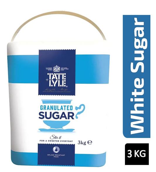 Tate & Lyle 3kg Granulated Sugar Tub - NWT FM SOLUTIONS - YOUR CATERING WHOLESALER