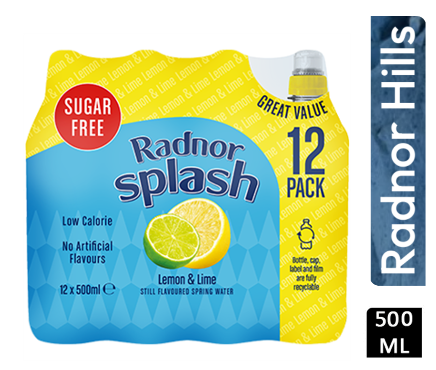 Radnor Splash Sugar Free Lemon & Lime 12x500ml