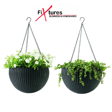 Fixtures Black Rattan Hanging Basket 25cm x 16cm - NWT FM SOLUTIONS - YOUR CATERING WHOLESALER