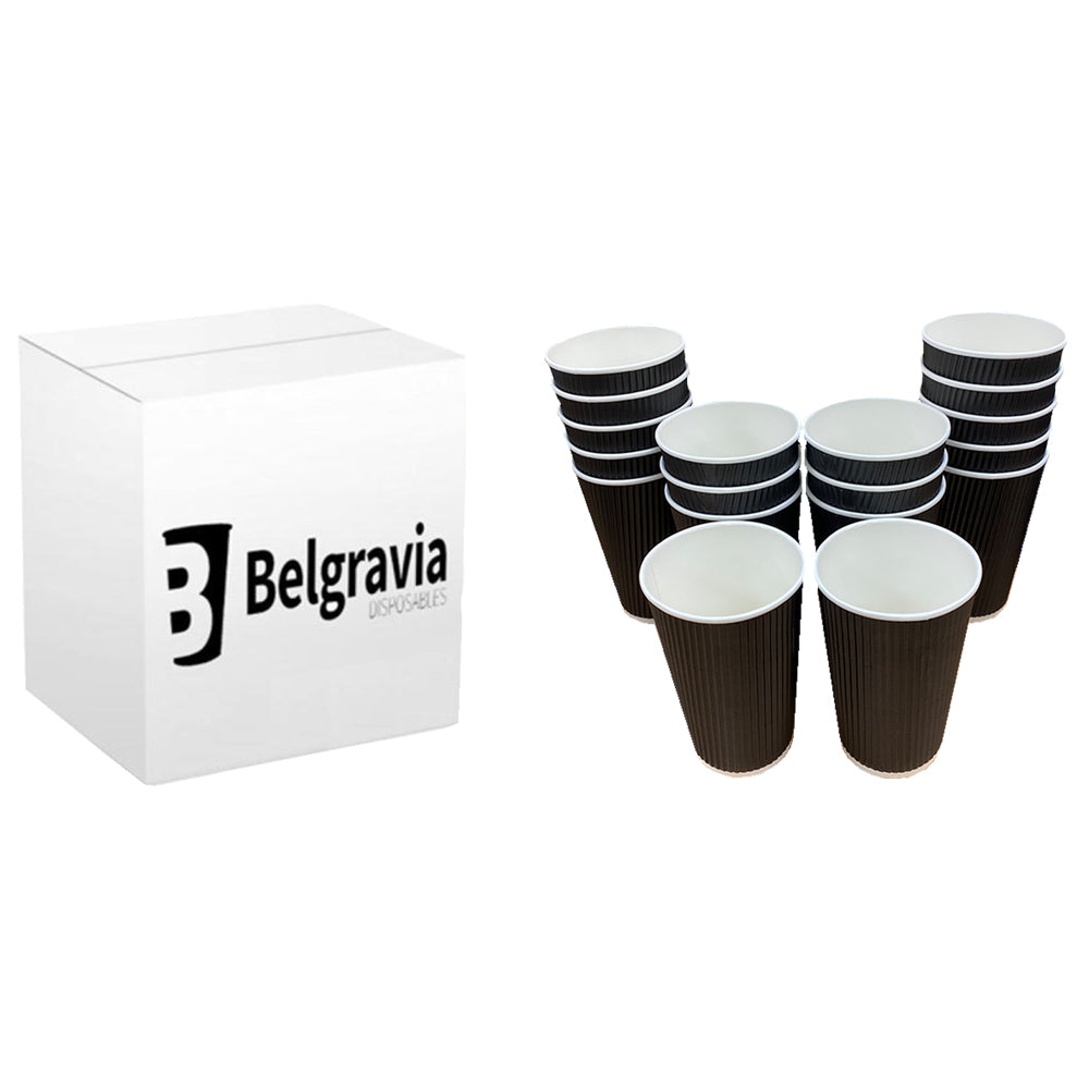 Belgravia 16oz Triple Walled Black Ripple Paper Cups 25's