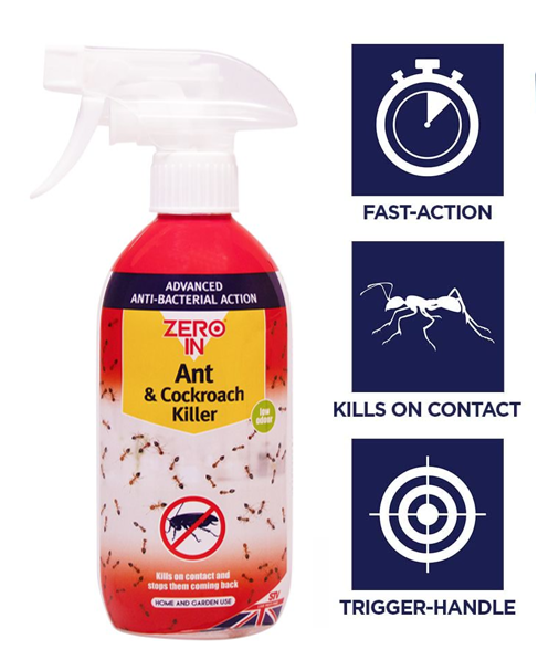 Zero In Anti-Bacterial Ant & Cockroach Killer 500ml (ZER958) - NWT FM SOLUTIONS - YOUR CATERING WHOLESALER
