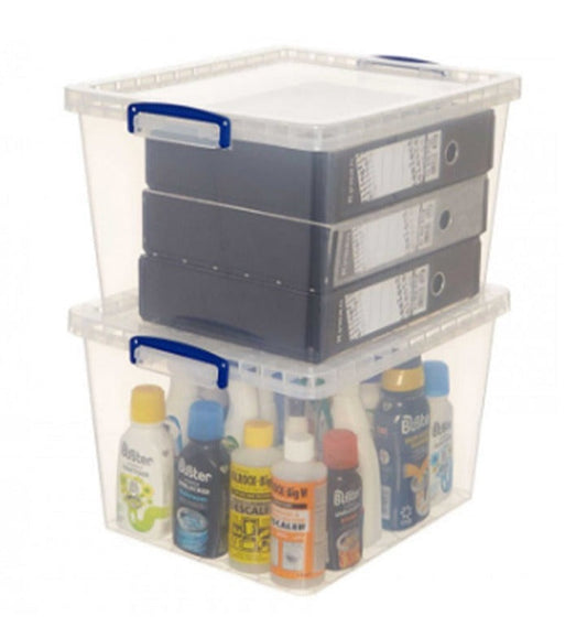 Really Useful Clear Plastic (Nestable) Storage Box 33.5 Litre - NWT FM SOLUTIONS - YOUR CATERING WHOLESALER