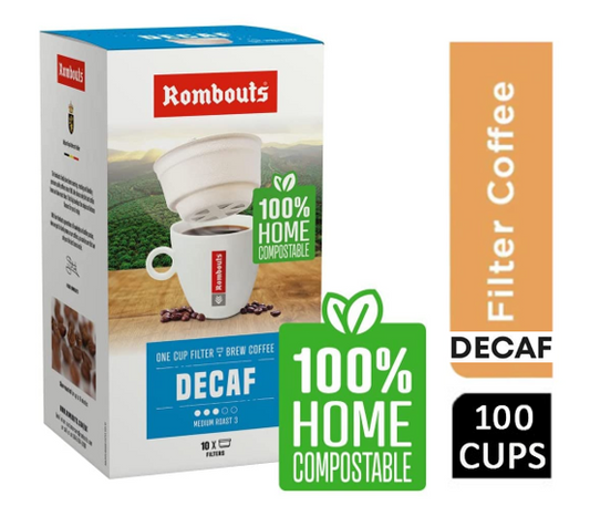 Rombouts Decaf Medium Roast 1 Cup Filters 10's - NWT FM SOLUTIONS - YOUR CATERING WHOLESALER