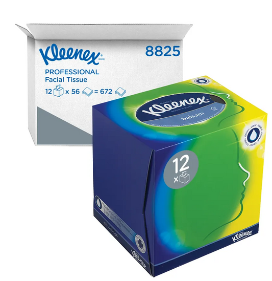 Kleenex Balsam Facial Tissues Cube 56 Sheets (Pack of 12) 8825 - NWT FM SOLUTIONS - YOUR CATERING WHOLESALER