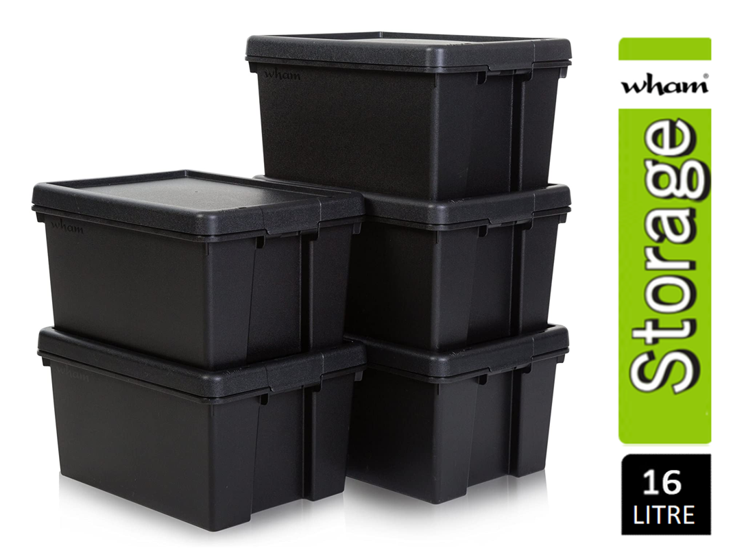 Wham Bam Black Recycled Storage Box 16 Litre