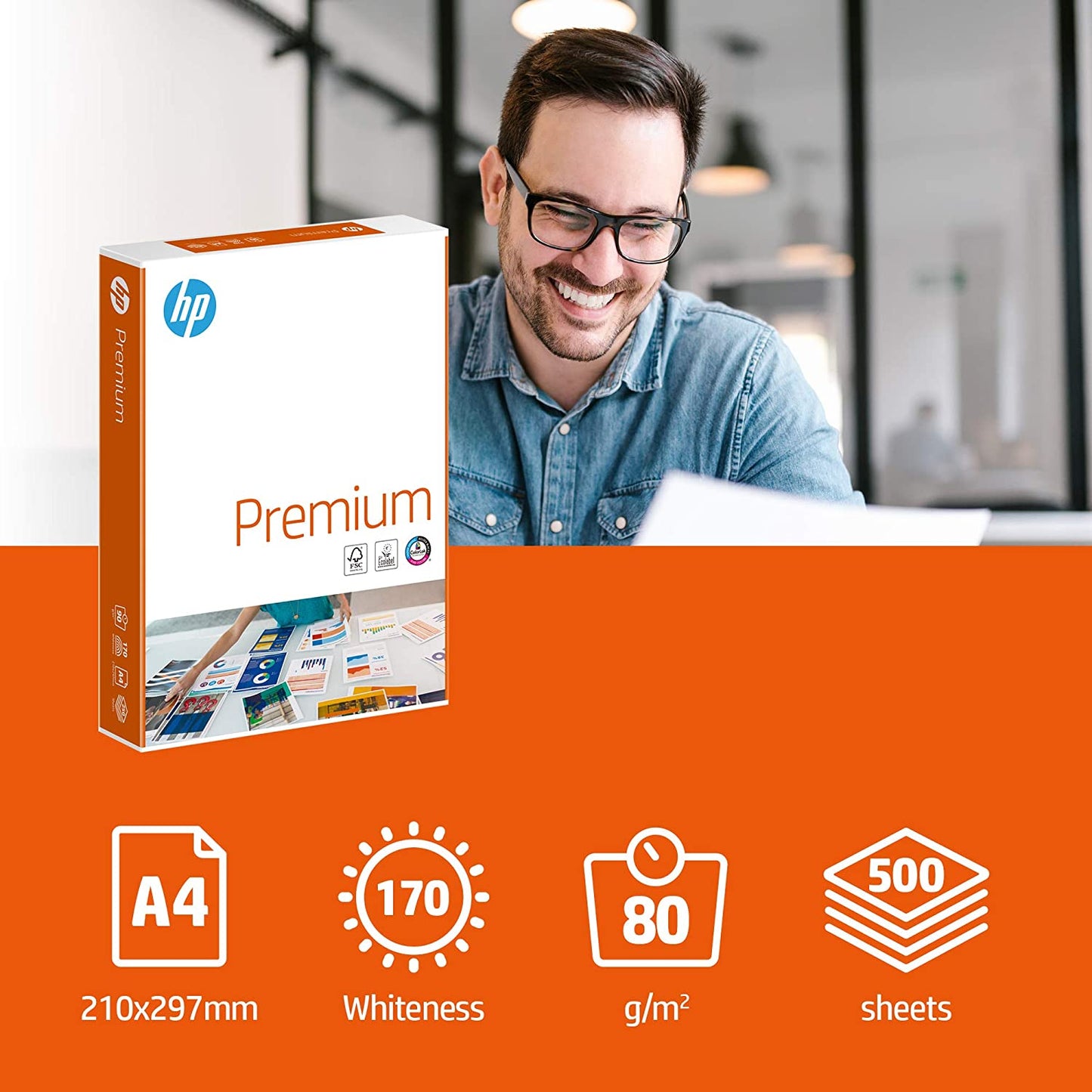 HP Premium A4 80gsm White Paper 1 Ream (500 Sheets)