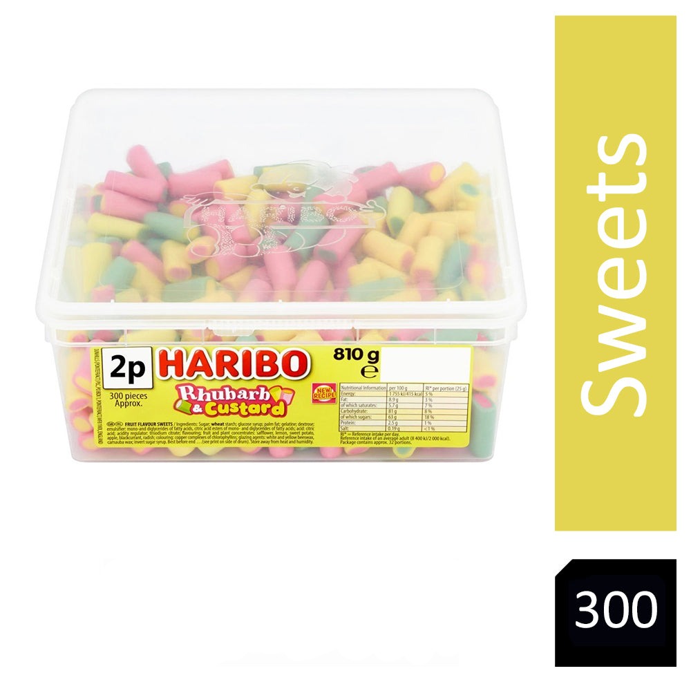 Haribo Rhubarb & Custard Tub 300's - NWT FM SOLUTIONS - YOUR CATERING WHOLESALER