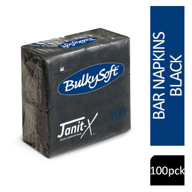Janit-X Paper Cocktail Napkins Black 2 Ply 24cmx24cm 100's - NWT FM SOLUTIONS - YOUR CATERING WHOLESALER