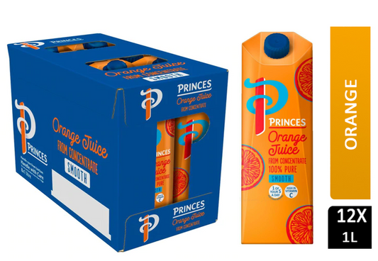 Princes 100% Pure Orange Juice 12 x 1 Litre - NWT FM SOLUTIONS - YOUR CATERING WHOLESALER