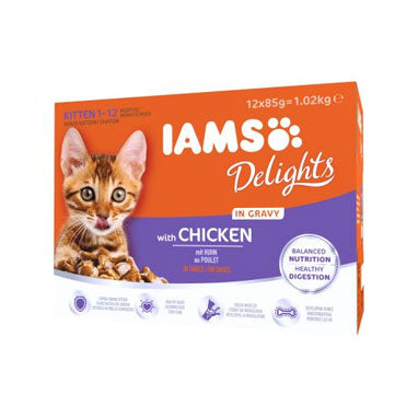 IAMS Delights Kitten Chicken in Gravy 12x85g - NWT FM SOLUTIONS - YOUR CATERING WHOLESALER