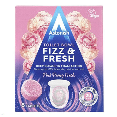 Astonish Fizz & Fresh Pink Peony Toilet Bowl Tabs Pack 8's