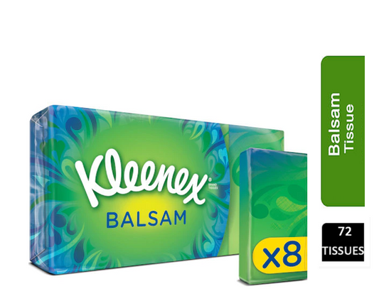 Kleenex Pocket Balsam 9's Pack 8's, 72 Tissues - NWT FM SOLUTIONS - YOUR CATERING WHOLESALER