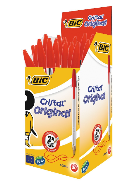 Bic Cristal Original Ballpoint Medium Red Pens 50's - NWT FM SOLUTIONS - YOUR CATERING WHOLESALER