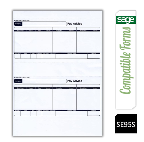 Sage (SE95S) Compatible 1-Part Laser Pay Advice Forms 250 Sheets/500 Payslips - NWT FM SOLUTIONS - YOUR CATERING WHOLESALER
