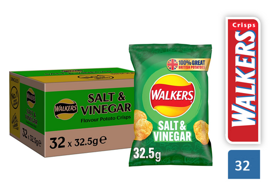 Walkers Crisps Salt & Vinegar Pack 32's - NWT FM SOLUTIONS - YOUR CATERING WHOLESALER
