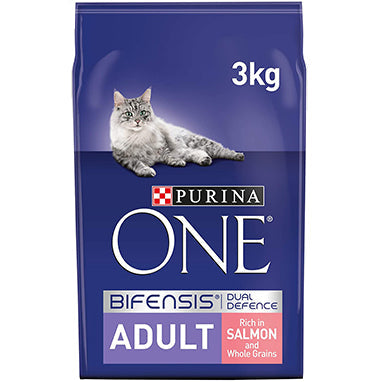 Purina ONE Adult Dry Cat Food Salmon & Wholegrain 3kg - NWT FM SOLUTIONS - YOUR CATERING WHOLESALER