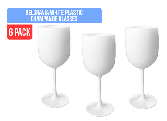 Belgravia White Plastic Wine/Champagne Glasses Pack 6ƒ¢¢‚¬Å¡¬¢‚¬Å¾¢s - NWT FM SOLUTIONS - YOUR CATERING WHOLESALER
