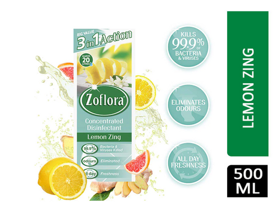Zoflora Lemon Zing Disinfectant 500ml - NWT FM SOLUTIONS - YOUR CATERING WHOLESALER