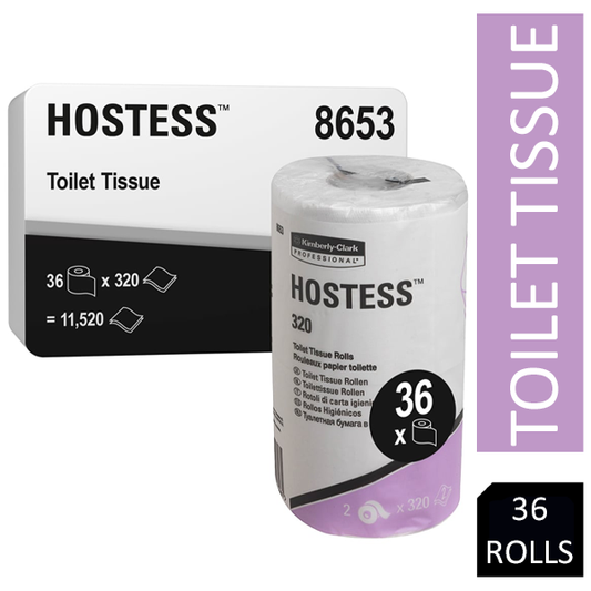 Hostess 320 Toilet Tissue 2ply White 36's (8653) - NWT FM SOLUTIONS - YOUR CATERING WHOLESALER