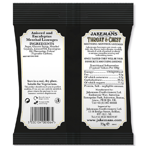 Jakemans Throat & Chest Lozenges 73g