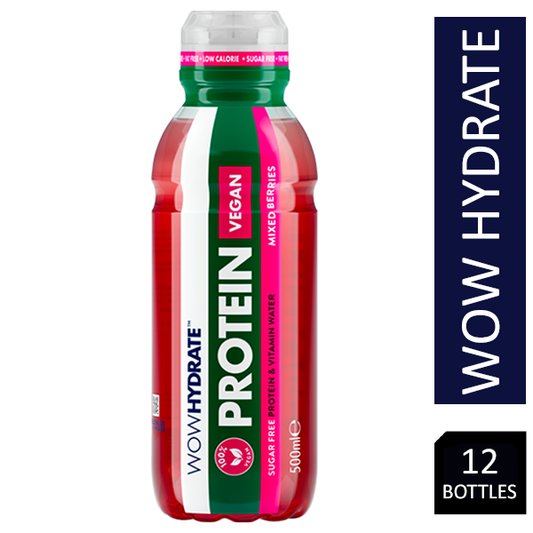 Wow Hydrate Vegan Protein Pro Mixed Berry 12x500ml - NWT FM SOLUTIONS - YOUR CATERING WHOLESALER