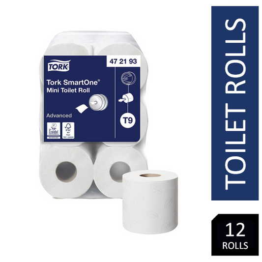 Tork T9 SmartOne 2 Ply Mini Toilet Roll 620 Sheets Pack 12's {472193} - NWT FM SOLUTIONS - YOUR CATERING WHOLESALER