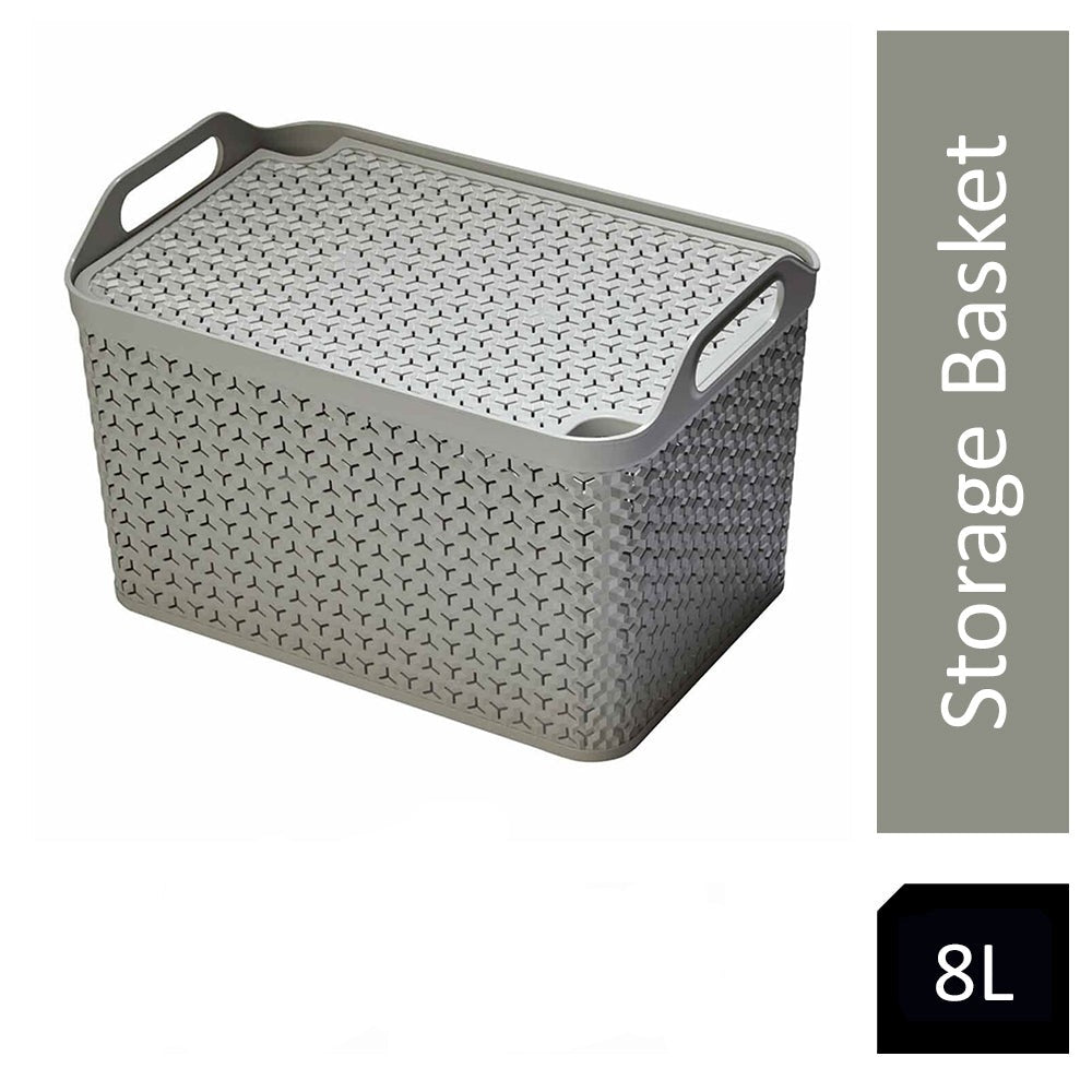 Strata Cool Grey Small Handy Basket With Lid 8L - NWT FM SOLUTIONS - YOUR CATERING WHOLESALER