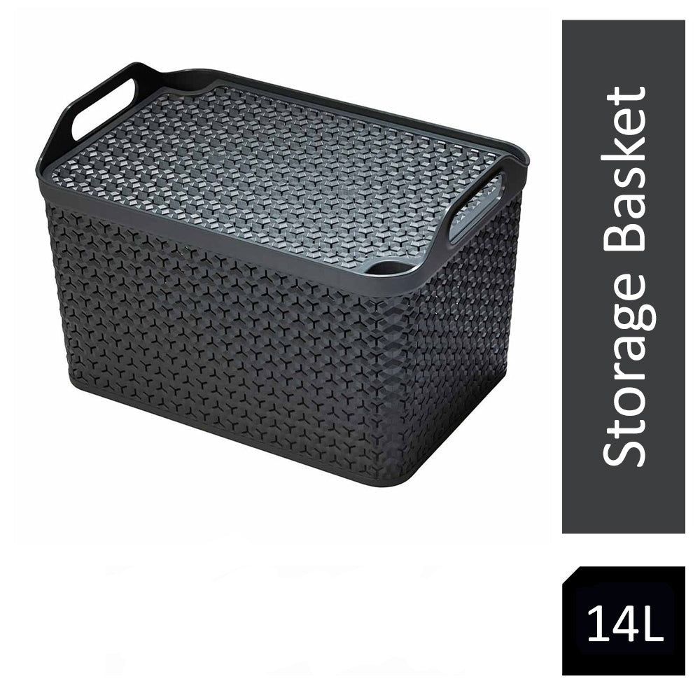 Strata Charcoal Grey Medium Handy Basket With Lid - NWT FM SOLUTIONS - YOUR CATERING WHOLESALER