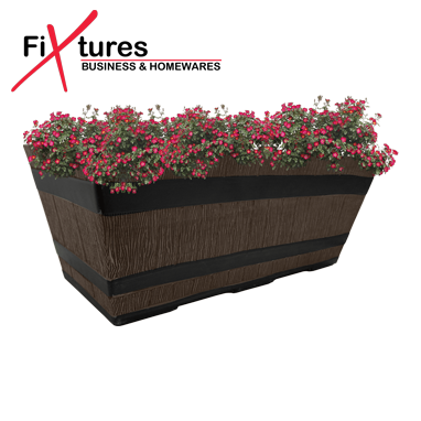 Fixtures Barrel Design Brown Trough 50.8cm x 25.4cm x 19cm - NWT FM SOLUTIONS - YOUR CATERING WHOLESALER